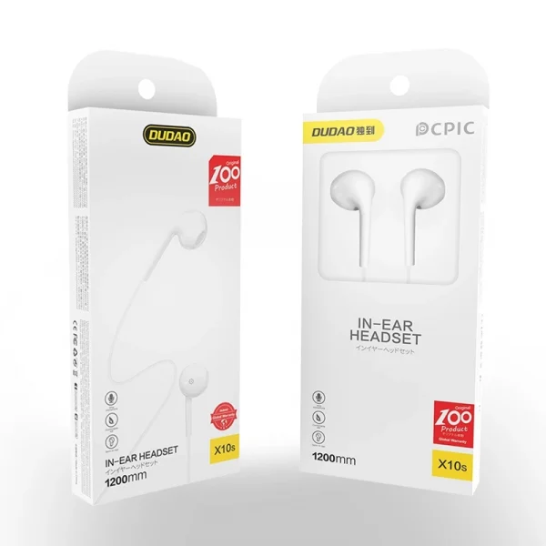 Dudao X10S in-ear headphones 3.5mm Jack 1.2m hvid - Bild 2