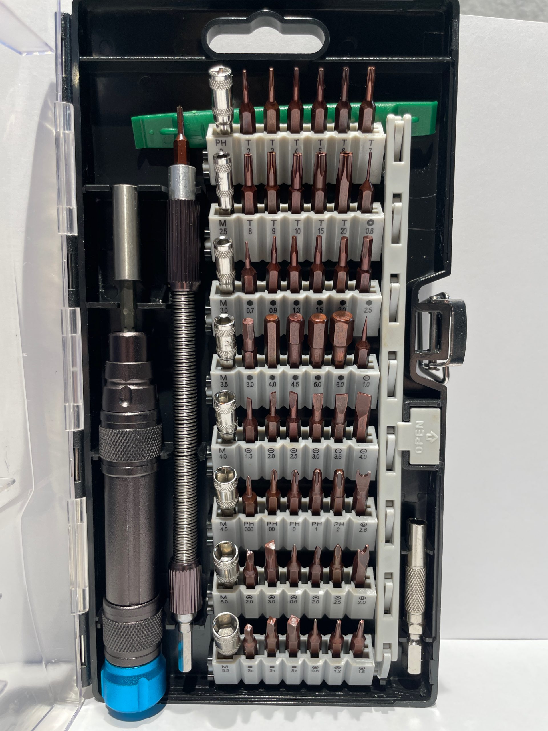 Precisionsmejselsats, 60 delar, förlängningsstång.