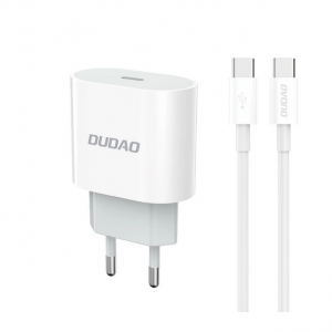 Dudao USB-C laddare 20W med 1m kabel, vit